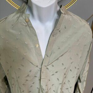 NWT DLN Brand Men's Sage Green Mandarin Collar Shirt Size 41/16